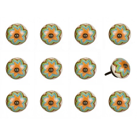 Pipers Pit 1.5 x 1.5 x 1.5 in. Ceramic & Metal Multi Color Knob, 12PK PI3094865